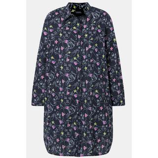 Ulla Popken  Blusa lunga con ghirigori e cuori, taglio svasato e maniche lunghe 