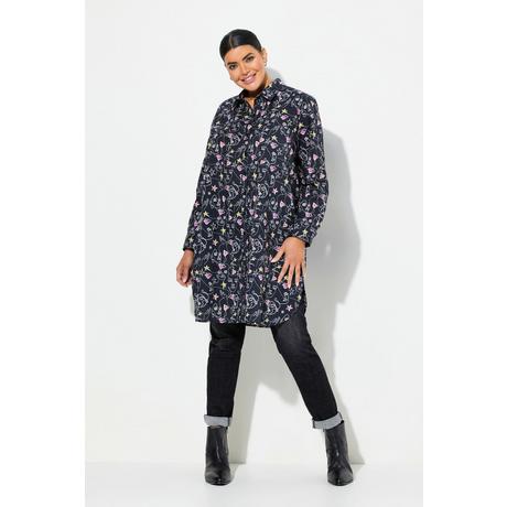 Ulla Popken Blusa Lunga Fantasia Cuore Scribble A-Linea Maniche Lunghe  