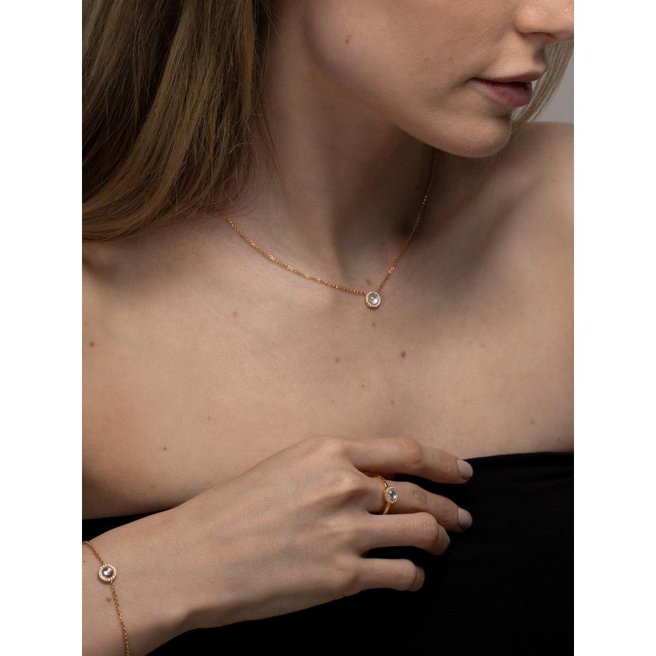 PHANTASYA  Perlmutt mit Zirkonia Kette 1948 Vergoldet 