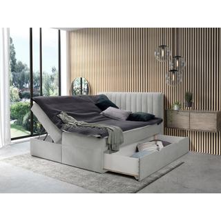 Ysmée Set compl. letto testata+Molle contenitore e cassetto+Mater.+Topper 160x200 Tessuto Grigio - ARAO di YSMÉE  