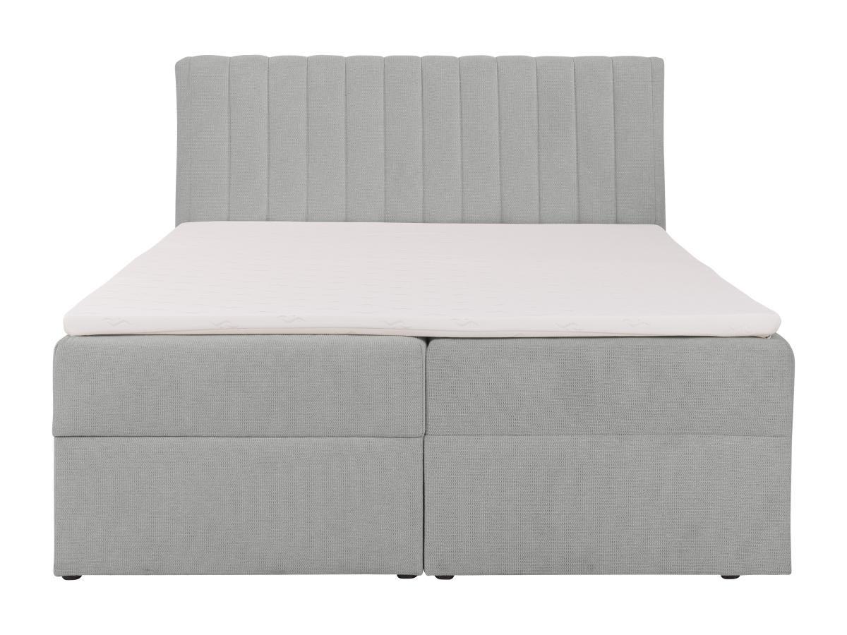 Ysmée Ensemble complet literie déco tête de lit + sommiers coffre et tiroir + matelas + surmatelas - 160 x 200 cm - Tissu - Gris - ARAO de YSMÉE  