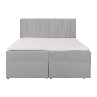 Ysmée Ensemble complet literie déco tête de lit + sommiers coffre et tiroir + matelas + surmatelas - 160 x 200 cm - Tissu - Gris - ARAO de YSMÉE  