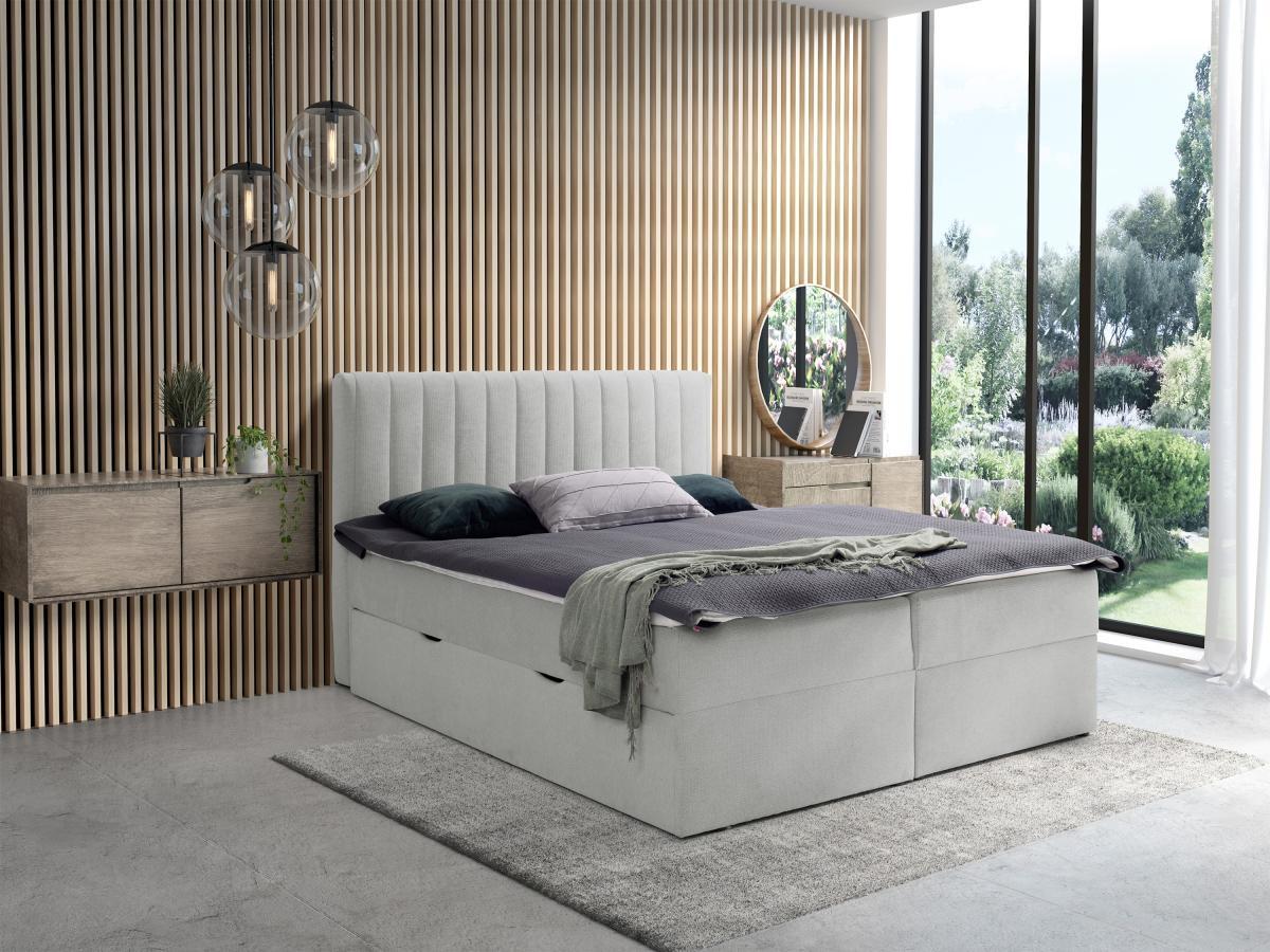 Ysmée Set compl. letto testata+Molle contenitore e cassetto+Mater.+Topper 160x200 Tessuto Grigio - ARAO di YSMÉE  