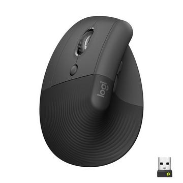 Lift Left Mouse Ergonomico Verticale, per Mancini, Senza Fili, Bluetooth o Logi Bolt USB, Clic Silenziosi, 4 Tasti, Compatibile con Windows / macOS / iPadOS, Laptop, PC. Grafite