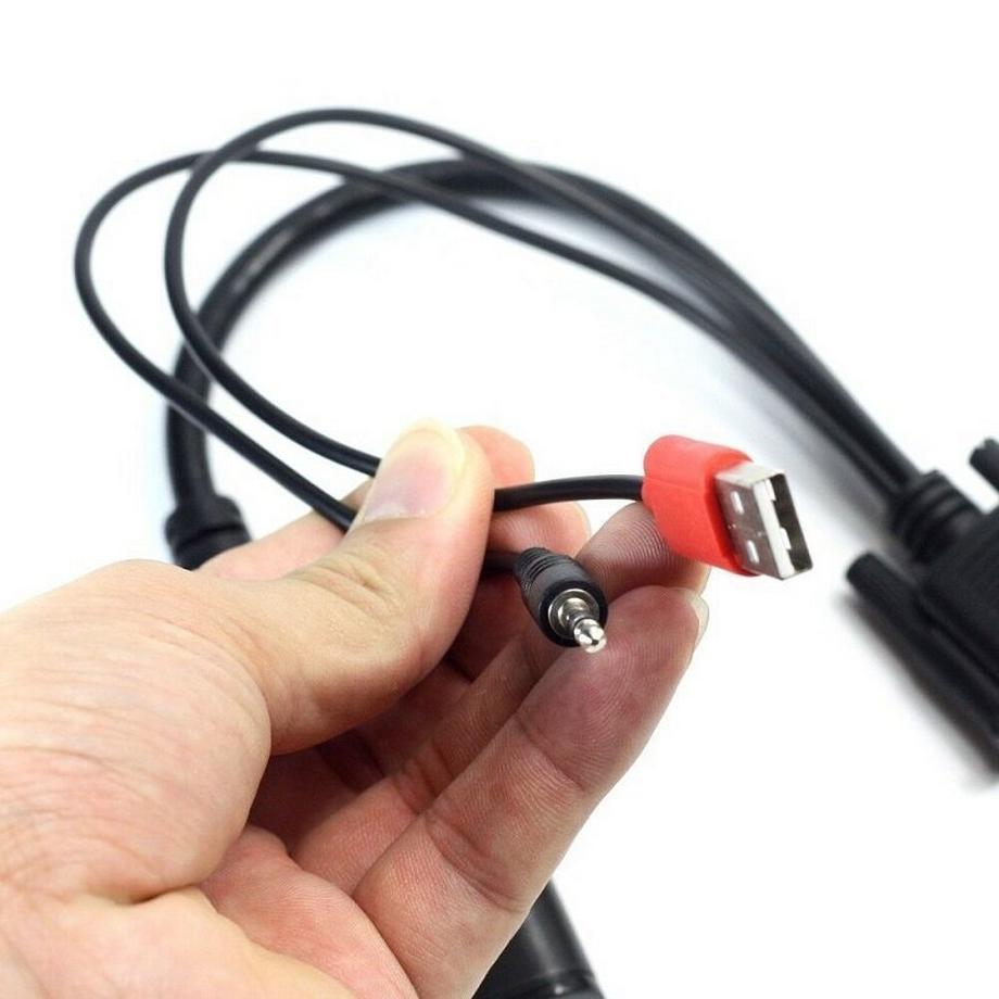 eStore  Convertitore da VGA a HDMI con USB e cavi da 3,5 mm 