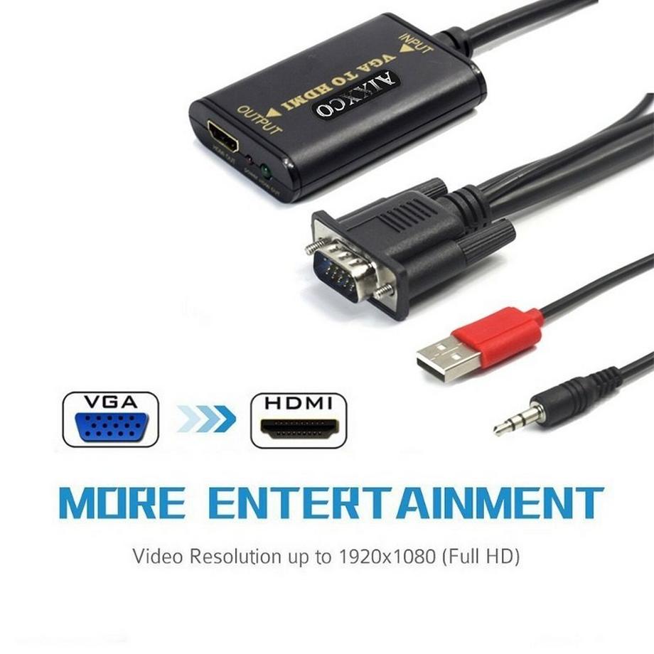 eStore  Convertitore da VGA a HDMI con USB e cavi da 3,5 mm 