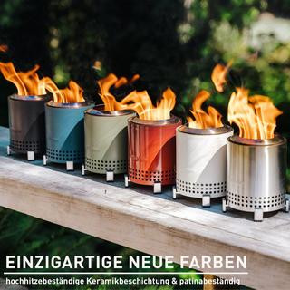 Solo Stove  Solo Stove Mesa Tischfeuer Outdoor | Raucharmer Mini Tischkamin, Deko für Garten, Terrasse und Balkon, Mit Pellets oder Holz, Edelstahl, Inkl. Standfuß, Aufbewahrungsbeutel, 17,5 x 13cm, 635g, Weiß 