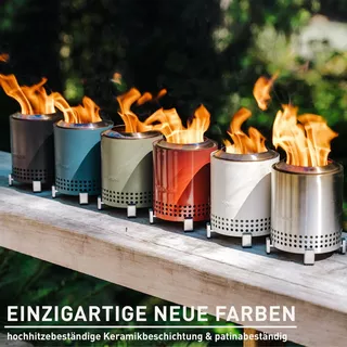 Solo Stove Solo Stove Mesa Tischfeuer Outdoor | Raucharmer Mini Tischkamin, Deko für Garten, Terrasse und Balkon, Mit Pellets oder Holz, Edelstahl, Inkl. Standfuß, Aufbewahrungsbeutel, 17,5 x 13cm, 635g, Weiß  