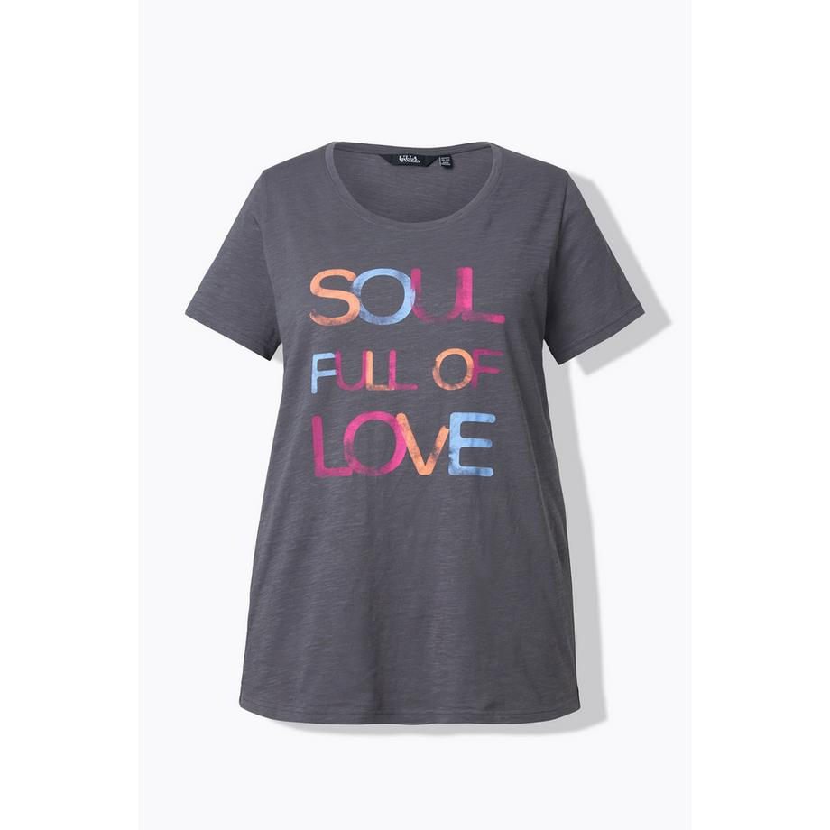 Ulla Popken T-shirt Classica Girocollo Mezza Manica con Scritta  