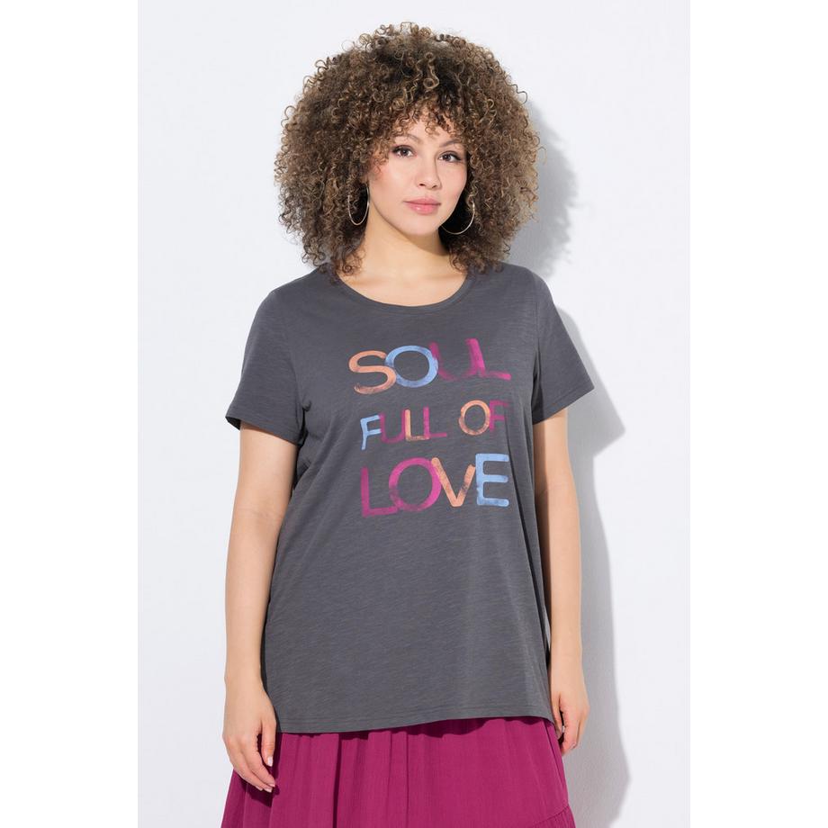 Ulla Popken T-shirt Classica Girocollo Mezza Manica con Scritta  