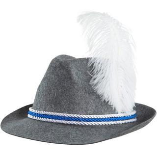 Tectake  Chapeau traditionnel gris avec plume 