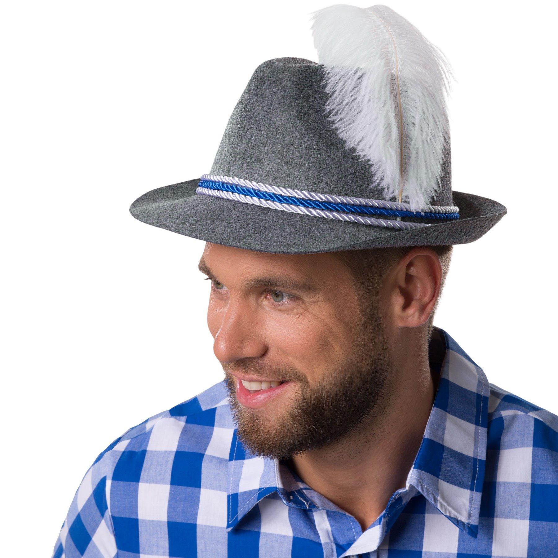 Tectake  Chapeau traditionnel gris avec plume 