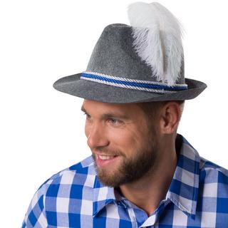 Tectake  Chapeau traditionnel gris avec plume 