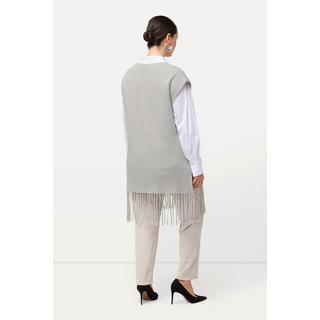 Ulla Popken Pull sans manches oversized col rond à franges  