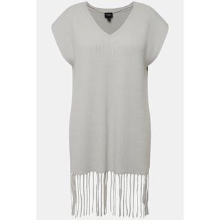 Ulla Popken Pull sans manches oversized col rond à franges  