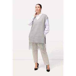 Ulla Popken Pull sans manches oversized col rond à franges  