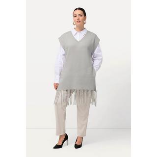 Ulla Popken Pull sans manches oversized col rond à franges  