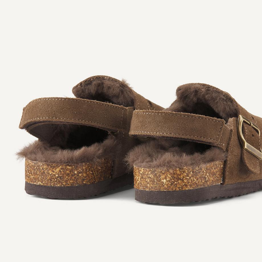 La Redoute Collections Sandali clog in pelle con fodera in pelliccia  