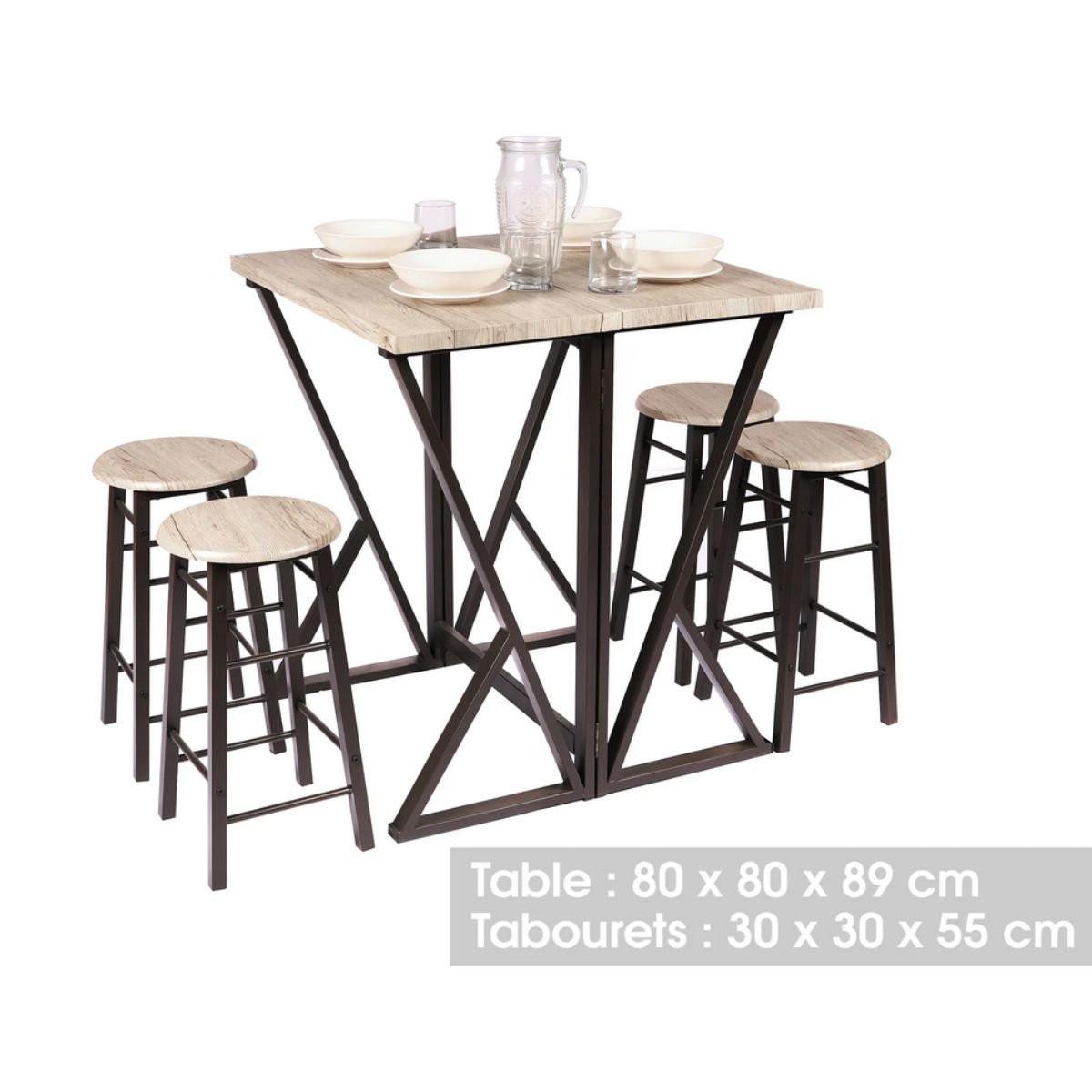 Calicosy Table Haute Pliable + 4 tabourets - DOCK  