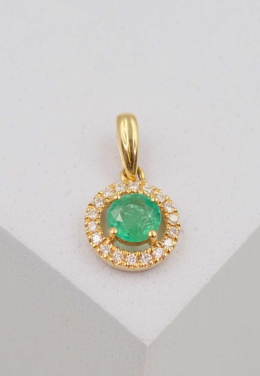 MUAU Schmuck  Anhänger Gelbgold 750 Smaragd 0.24ct. Brillanten 0.07ct. 