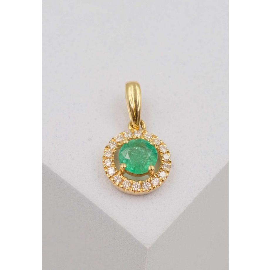 MUAU Schmuck  Anhänger Gelbgold 750 Smaragd 0.24ct. Brillanten 0.07ct. 