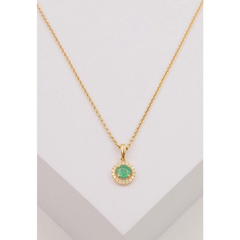 MUAU Schmuck  Anhänger Gelbgold 750 Smaragd 0.24ct. Brillanten 0.07ct. 