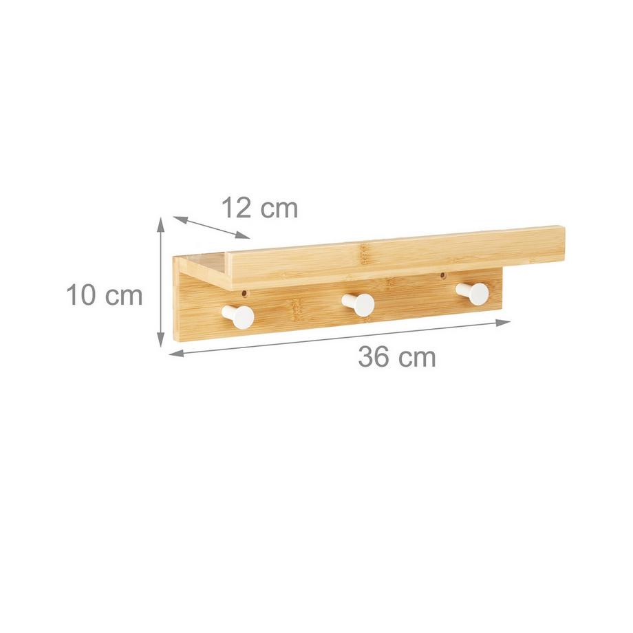 Northix Étagère murale avec 3 crochets  