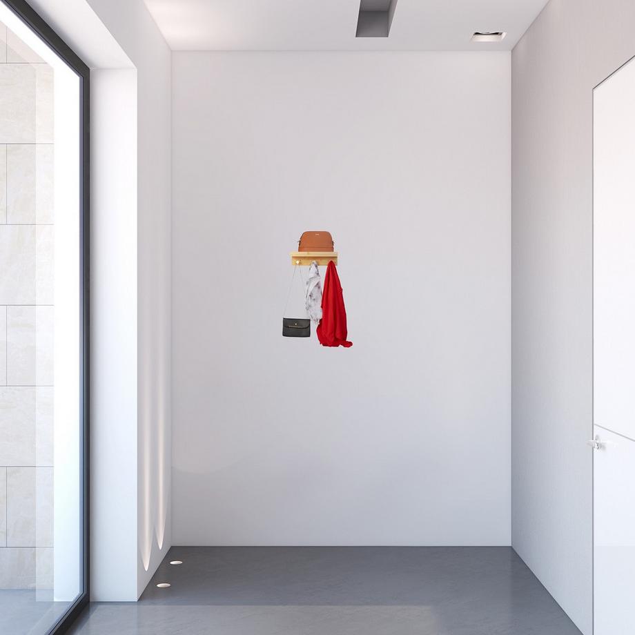 Northix Étagère murale avec 3 crochets  