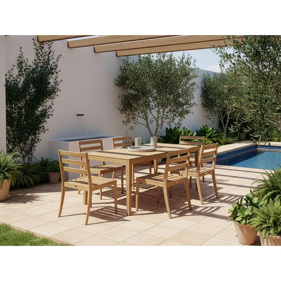 Beliani Ensemble de salle à manger de jardin pour 6 personnes en Bois d'acacia certifié Scandinave CHIOGGIA  