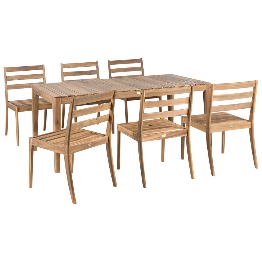 Ensemble de salle à manger de jardin pour 6 personnes en Bois d'acacia certifié Scandinave CHIOGGIA