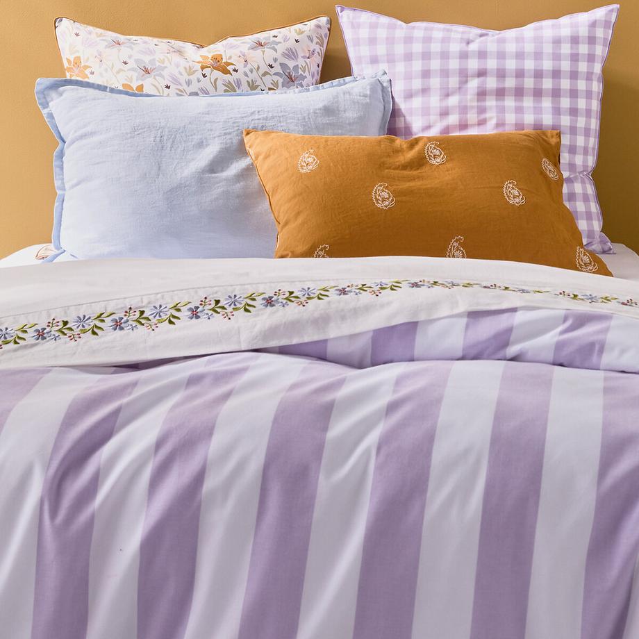 La Redoute Intérieurs Tamori Violet Housse de Couette Coton Rayée  