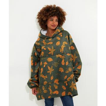 Fleece-Kapuzenpullover mit Waldmotiv