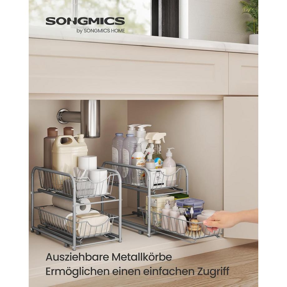 Songmics Système de rangement pour étagère de cuisine avec paniers métalliques  