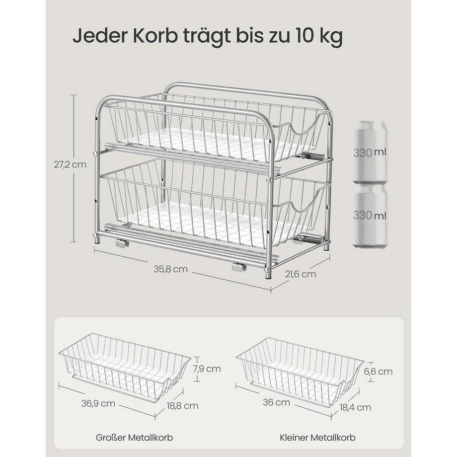 Songmics Système de rangement pour étagère de cuisine avec paniers métalliques  