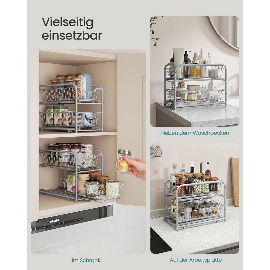 Songmics Système de rangement pour étagère de cuisine avec paniers métalliques  