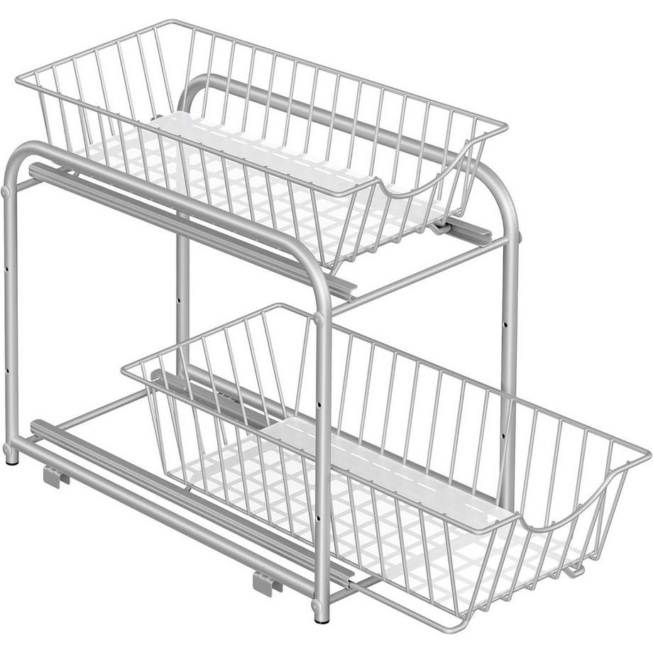Système de rangement pour étagère de cuisine avec paniers métalliques
