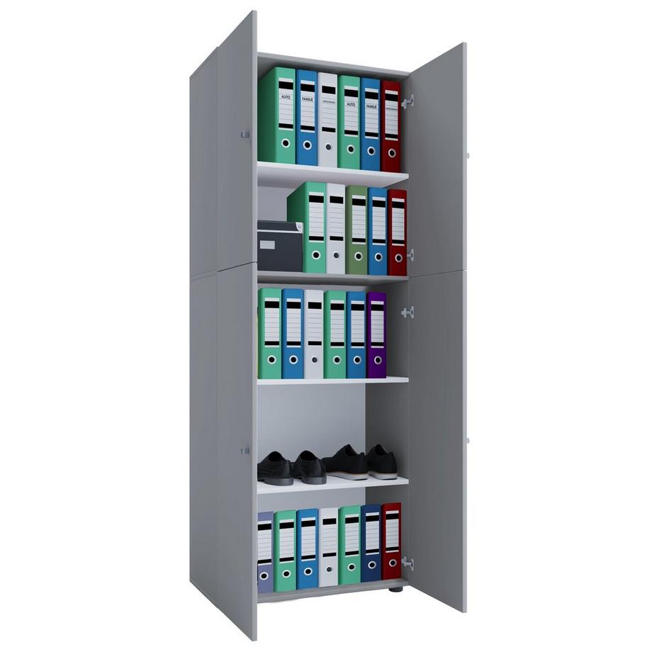 VCM Büroschrank mit 5 Fächern | moderner Aktenschrank mit Drehtüren | Maße ca. B. 70 x H. 184 x T. 40 cm – Lona 5-Fach  