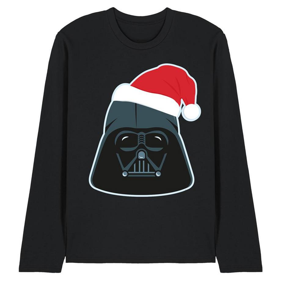 Maglietta Natale Darth Vader Cappello Da Babbo Natale Manica Lunga