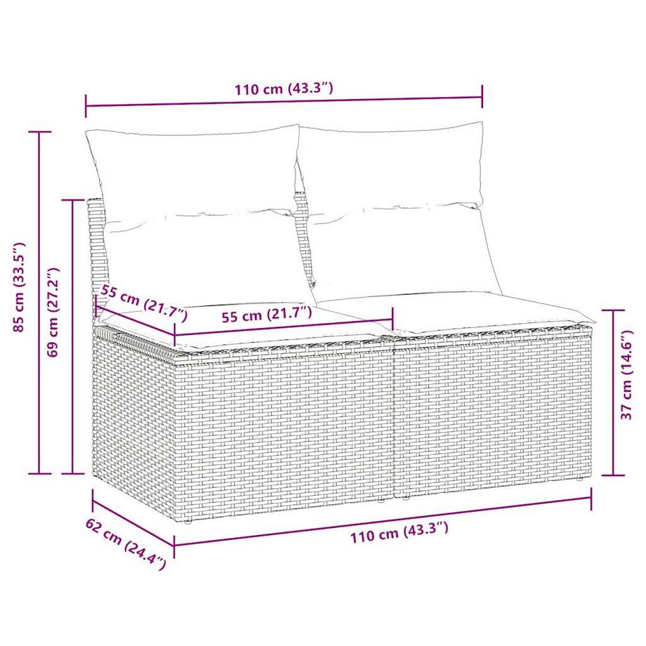 VidaXL set divano da giardino Polirattan  