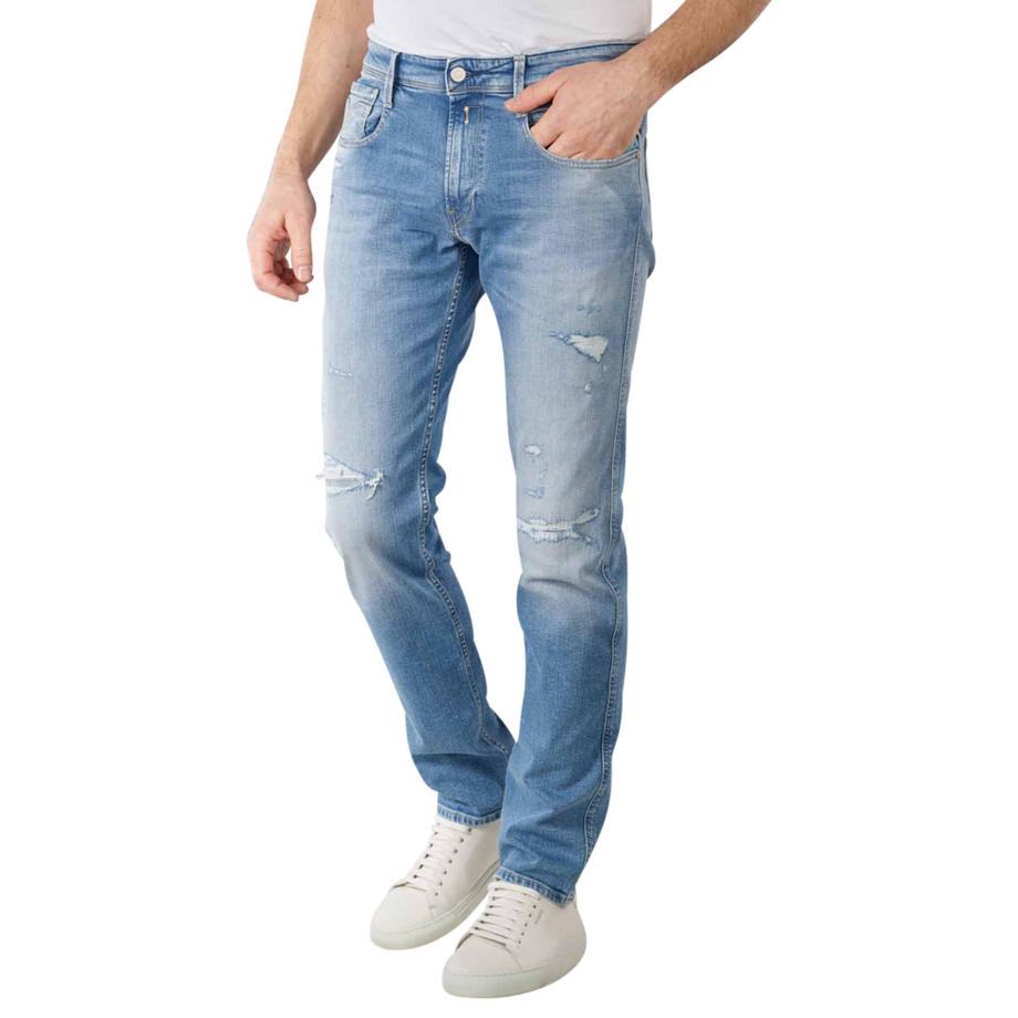 REPLAY Anbass Slim Fit Destroyed Jeans  