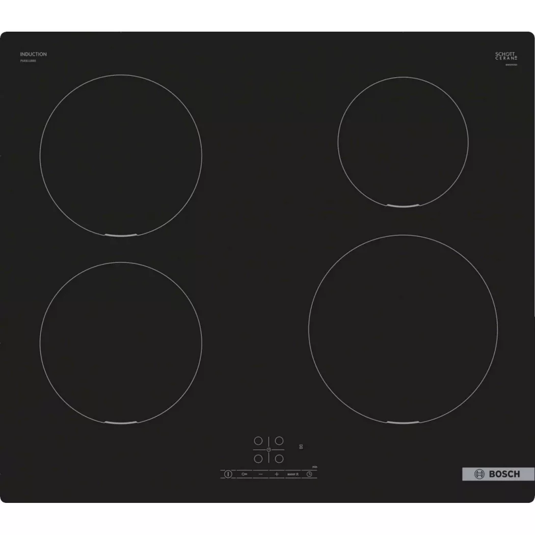 Bosch PUE611BB5E Series 4 60cm 4 Zone Induction Hob in Black Glass