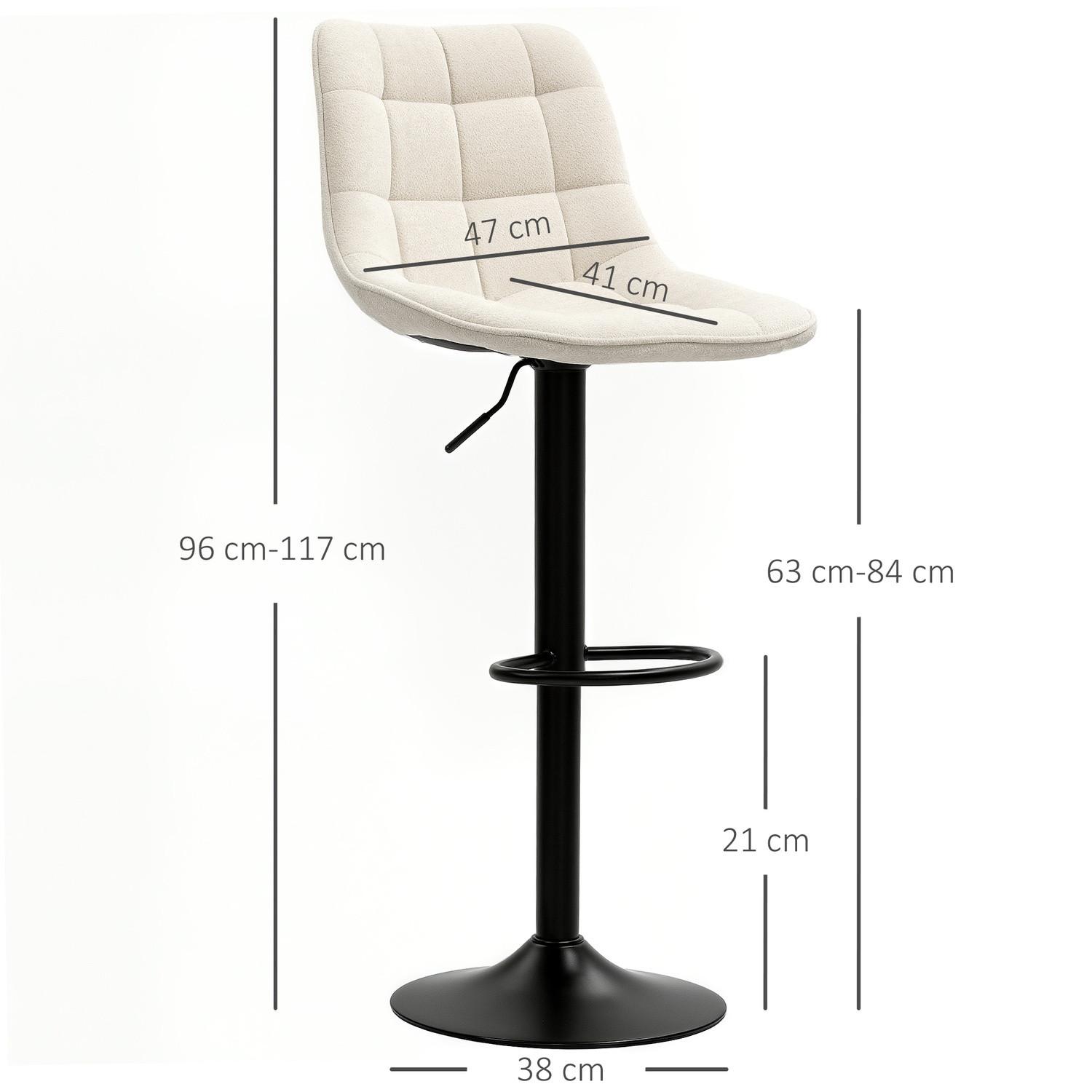 Northio Set di 2 sgabelli da bar, sedia da bar imbottita con schienale, struttura in acciaio, effetto ciniglia, sedie da cucina regolabili in altezza con poggiapiedi, sgabello da bancone girevole a 360° per cucina, soggiorno, beige  