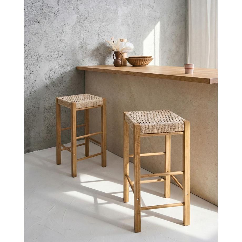 Beliani Set di 2 sgabelli da bar en Legno di caucciù Boho EMBRUN  