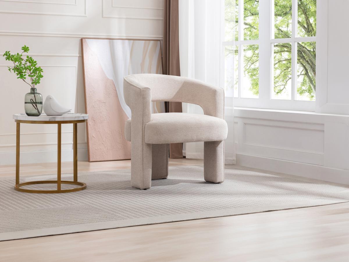 Vente-unique Fauteuil en tissu texturé beige FONTANOVA  