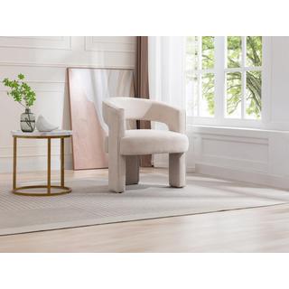 Vente-unique Fauteuil en tissu texturé beige FONTANOVA  