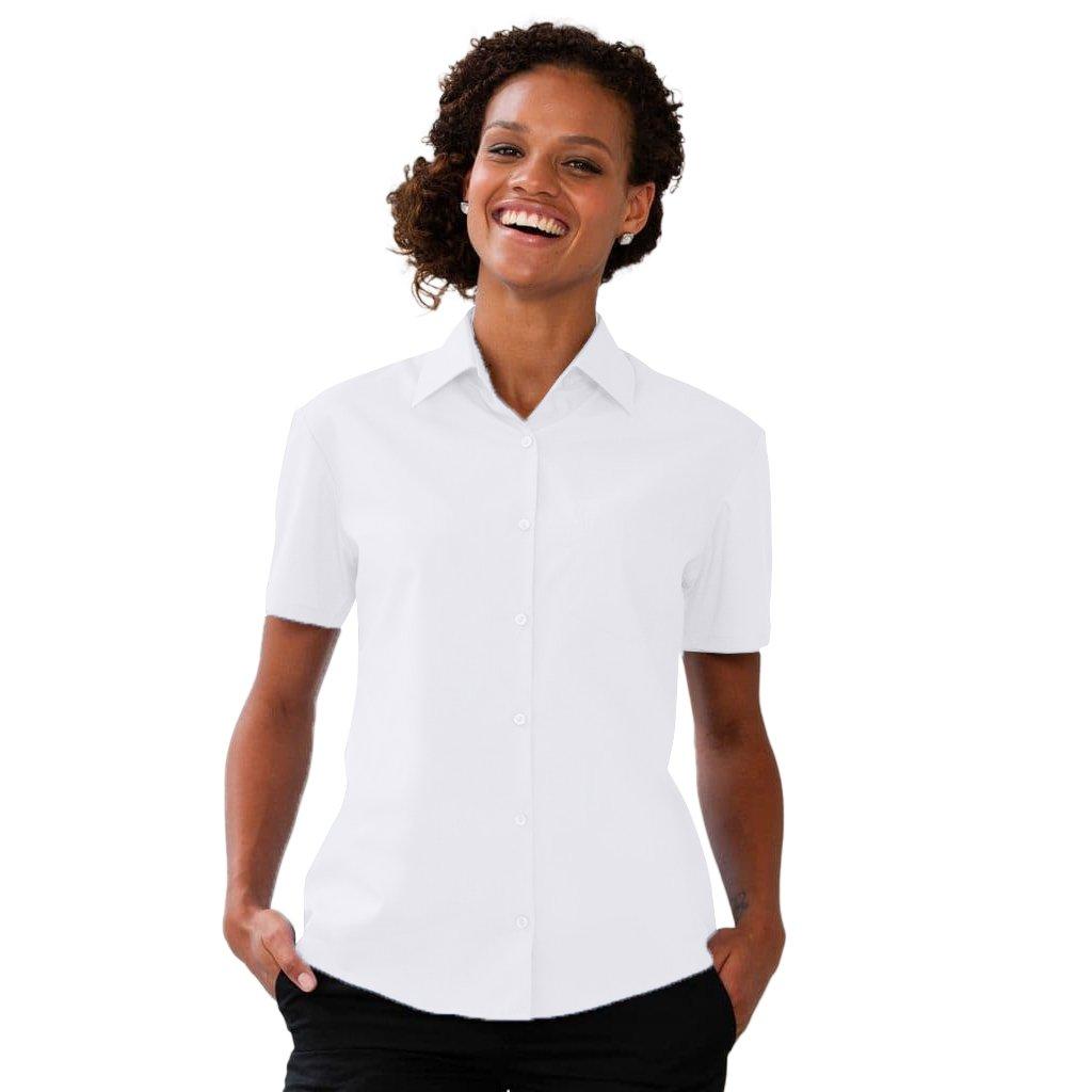 Russell  Collection Poplin Bluse, Kurzarm, pflegeleicht 