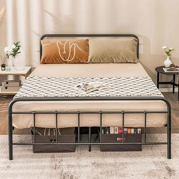 Letto con piattaforma in metallo Struttura letto moderna con testiera e pediera 208 x 164 x 102 cm Nero