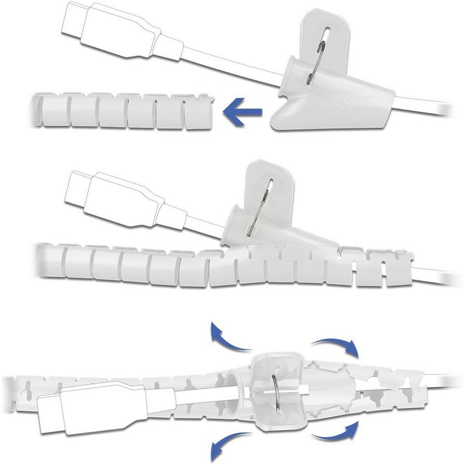 DeLock  Spiralschlauch mit Einziehwerkzeug 2,5 m x 30 mm weiß 
