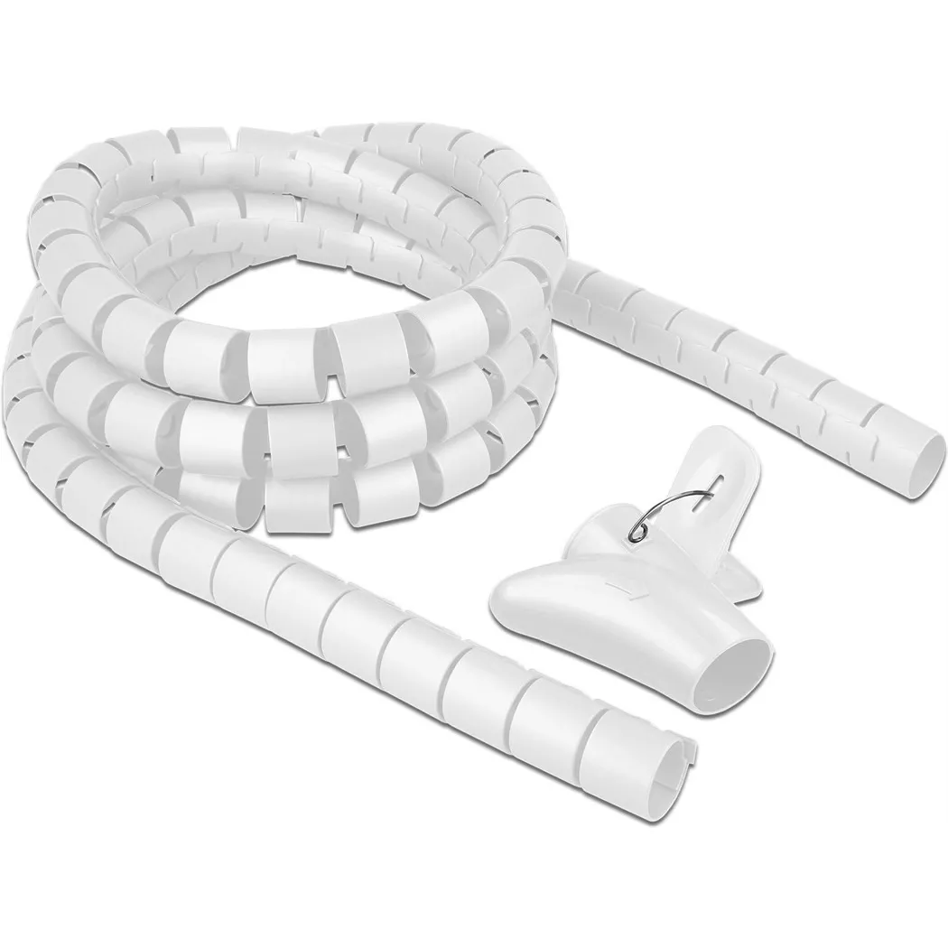 DeLock - Spiroschlauch mit Einziehwerkzeug, 2.5 m x 30 mm Weiss