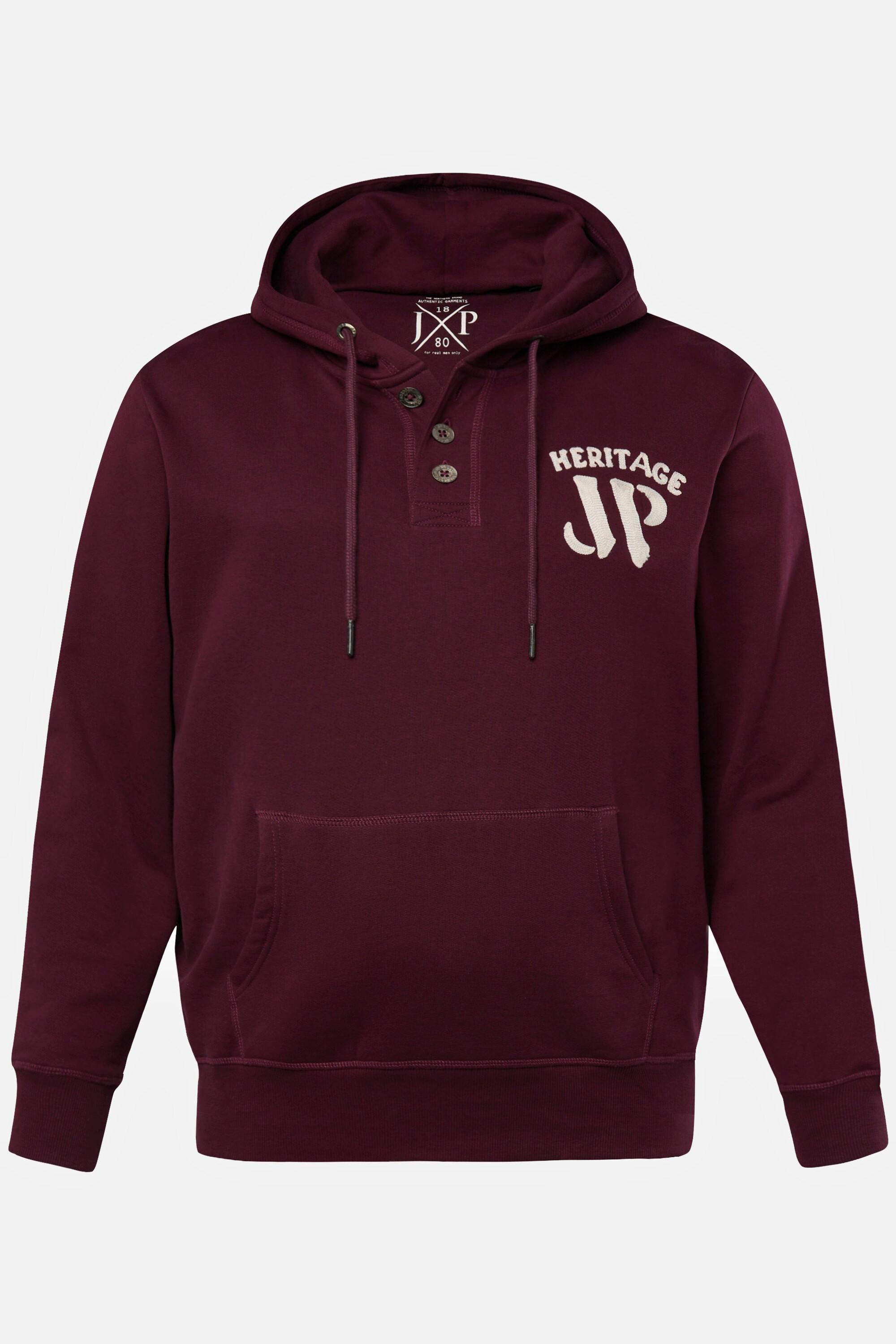 JP1880  Sweat à capuche, logo brodé sur la poitrine marrone nougat 